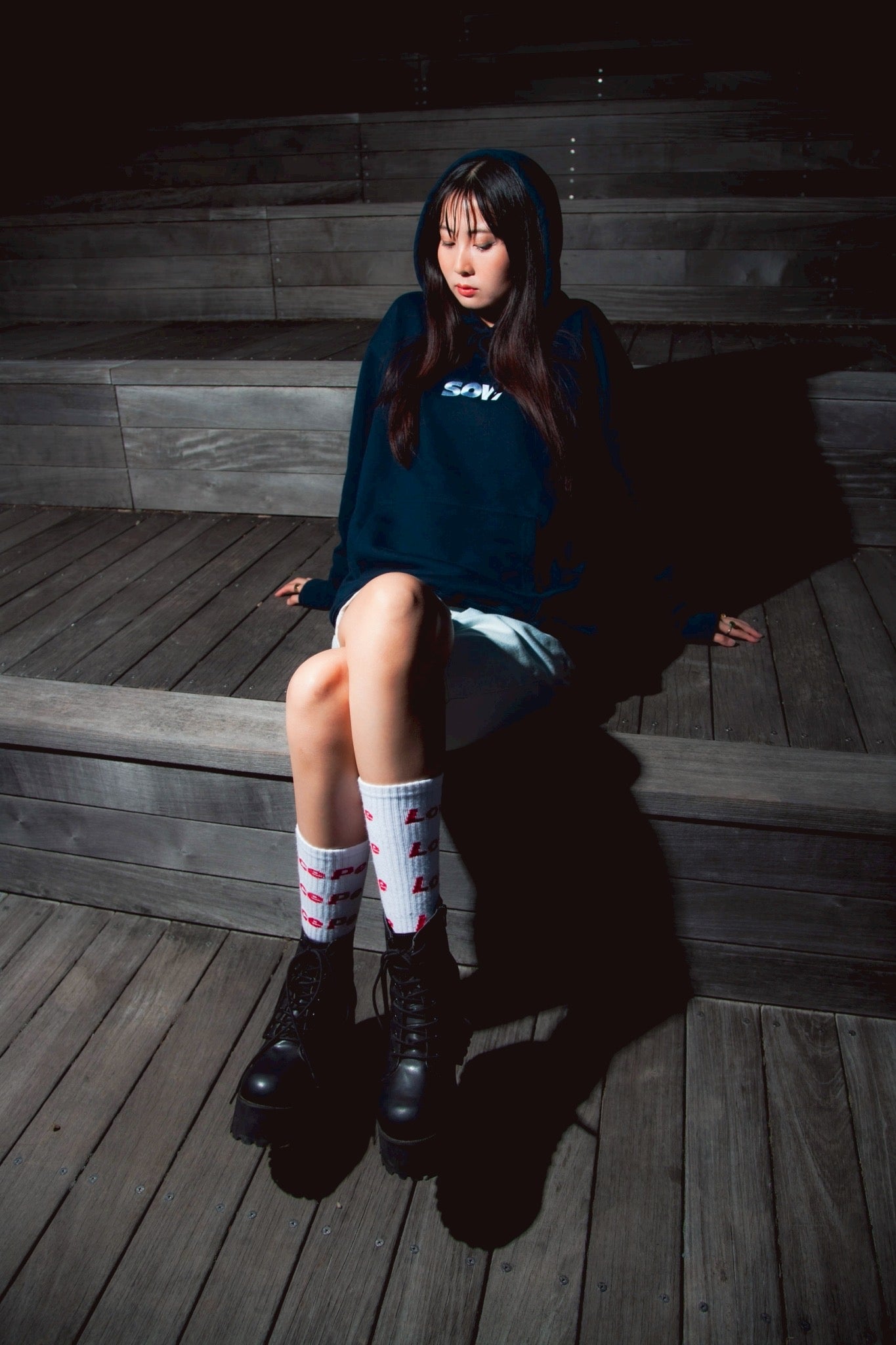 LOGO  HOODIE【NAVY】